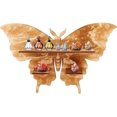 INFUNLY Moth Crystal Display Shelf Wood Butterfly Crystal Wall Shelf 15.8 x 9.8 Rustic Wooden Moth Floating Shelves Butterfly Crystal Holder Shelves for Home Bedroom