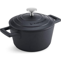MasterClass 16 cm Lightweight Cast Aluminium Casserole Dish with Lid, Induction Hob and Oven Safe, Black