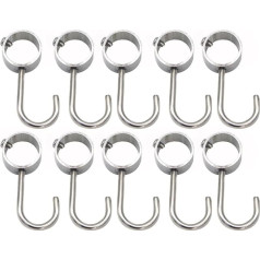 Zerodeko Pack of 10 Wardrobe Stainless Steel Hooks for Wardrobe Rail Wardrobe Stainless Steel Clothes Hanger Robust Hooks Tube Hooks Cupboard Hooks Rod Hooks