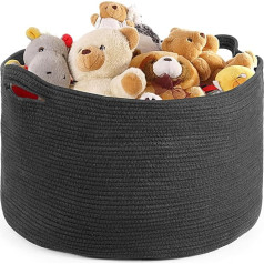 Winter Shore Extra Large Braided Laundry Basket with Handle - Basket for Blankets, Baby Toys, Nursery Decoration, Towels Storage - Storage Basket Large for Living Room & Bedroom - 60 x 35 cm