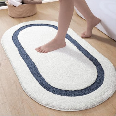 DEXI Bathroom Rug 61 x 92 cm, Non-Slip Bath Mat, Soft Machine Washable Bath Mat, Oval Absorbent Bath Mats & Bath Rugs for Shower, Bathtubs, Toilet Decoration, Blue