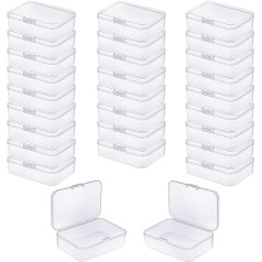 28 Pieces Rectangle Empty Mini Transparent Plastic Organizer Storage Box with Hinged Lid (85x55x25mm, Clear)