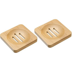 sourcing map Seifenschale aus Holz, 2 Stück, natürlicher Bambus-Seifentablett, Seifenhalter, selbstentleerend für Badezimmer, Badewanne, Küchenspüle