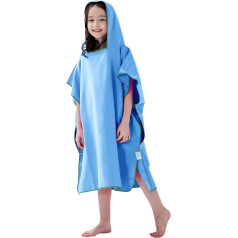 jooeer Children's Microfibre Bath Poncho Beach Surf Poncho with Hood for Swimming Camping Bathing Blue