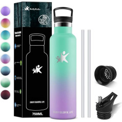 KollyKolla Stainless Steel Drinking Bottle, 750 ml, Vacuum Thermos Flask, Water Bottle with Straw, Leak-Proof, BPA-Free Drinking Bottle, Carbonated Drinks, Suitable for Adults, University, Gym,