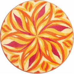 Grund Bath Mat 100% Polyacrylic Ultra Soft Non-Slip Oeko-Tex Certified Dancing Sky Bath Mat 80 cm Round Orange