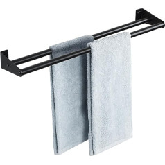 SAYAYO EGKN2302FT-600-B Towel Rail Black Guest Towel Holder Wall Mounted Stainless Steel Premium Double Bath Towel Holder for Bathroom and Kitchen 60 cm