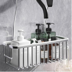 Zfseyuh Shower Shelf without Drilling, Shower Basket for Hanging, Stainless Steel Shower Shelf for Hanging, Rustproof Shower Basket, Hanging on the Mixer Tap, Silver