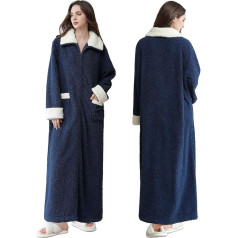 Oksun Women Long Bathrobe with Zipper:Full Length Soft Fleece Warm Cozy Fluffy Winter Coat Plus Size