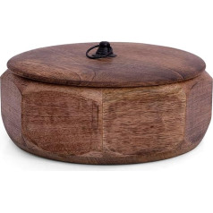 Handmade Mexican Tortilla Warmer Basket Wooden Indian Chapati Roti Bread Holder Box Pancake Keeper Serving Dish Hot Pot Casserole Lid Home Kitchen Dining Decor, Antique Brown 23x9