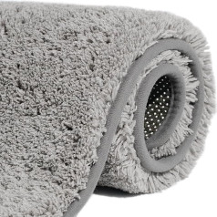 ikuso Fluffy Short Pile Bath Mat, Bathroom Rug, Non-Slip Underside, Machine Washable up to 30 Degrees, Soft Microfibres for Bath, Shower, Bathroom (50 x 80 cm)