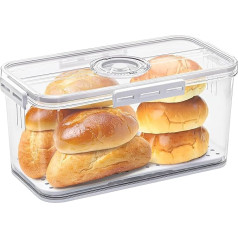 Accmuzzy Bread Bin, Bread Storage for Kitchen, Bread Box with Airtight Lid, Large Bread Bin with Time Recording for Homemade Bread, Bagel, Cookies, Pastries, Fruit, Vegetables (White)