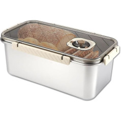 Gachiwar Stainless Steel Bread Bin Kitchen Counter Airtight Container with Lid for Storing Homemade Bread, Rolls, Bagels and Pastries