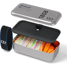 monbento MB Sense Beyond Lunch Box - Stainless Steel Food Box with Airtight Lid - Bento Made of Stainless Steel, Suitable for Oven and Microwave - Ideal for Office/Hiking/Outdoor - Black and