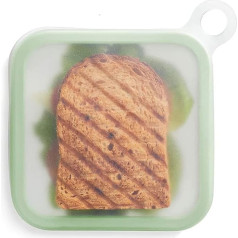 Zelten Reusable Silicone Storage Bag Lunch Travel Makeup Gym Bag Freezer Oven Microwave Dishwasher Safe Plastic Free (Green, Sandwich Box)