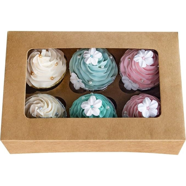 Pack of 6 Cupcake Boxes with Inserts, 9