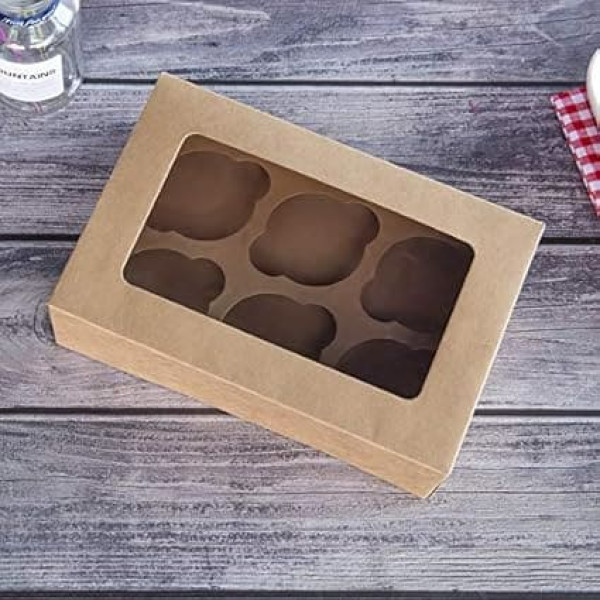 Pack of 6 Cupcake Boxes with Inserts, 9