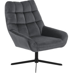 ‎Ac Design Furniture AC Design Furniture Pareesa Lounge Chair with Swivel Function, Dark Grey Cover and Black Steel Legs, Upholstered Chair in Modern Style, Living Room Furniture, W: 73 x H: 88 x D: 82 cm