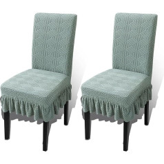 ‎Jianyana Jianyana Large Velvet Dining Chair Covers, Set of 4 or 6, Stretch Skirt Chair Cover, Decoration, Seat Slipcover, Chair Slipcover for Dining Room Chairs (Green, 2 Pieces)