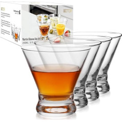 WOTOR 8oz Stemless Martini Glasses Cocktail Glass Set Fancy Modern Martini Glasses for Bar Short and Small Margarita Glasses Set of 4