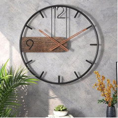 GUDEMAY Wall Clock Vintage Large XXL Diameter 40 cm Diameter Retro Country House Style Silent without Ticking Noise Wall Clock Decorative Metal Wall Clocks for Living Room, Kitchen, Bedroom -