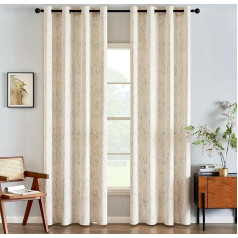 EMEMA Velvet Curtains, Opaque Curtains with Eyelets, Decorative Eyelet Curtain, Decorative Curtain for Bedroom, Living Room, Set of 2, 140 x 225 cm (W x H), Milk White
