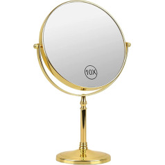 Ohotecy Cosmetic Mirror 8 Inch Makeup Mirror 10x & 1x Magnification Table Mirror Double-Sided Magnifying Mirror for Bathroom Makeup Mirror 360° Swivelling Make Up Mirror Stand Mirror (Gold)