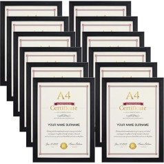 Giftgarden Pack of 12 Black Picture Frames DIN A4 for 21 x 29.7 cm Photos and Pictures, Photo Frame Collage for Hanging Wall or Table Stand