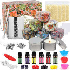 DIY Candle Making Kit I Make Your Own Candles Set with Soy Wax, Tin, Wicks, Wick Holder, Dyes, Beeswax, Candle Jar, Mixing Spoon, Melting Pot as a Women Gift, Children's Day Gift