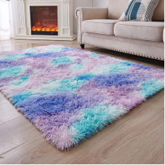 MARATIP Plush Rug, Fluffy Rug Round, Large Size Modern Living Room, Children Girls, Soft and Fluffy Rug for Bedroom/Living Room/Children's Room (Blue Purple, 160 x 230 cm)