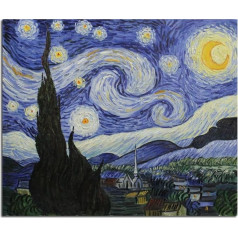 Fokenzary Hand Painted Oil Painting on Canvas Vincent Van Gogh Classical Starry Night Reproduction Wall Decor Framed Ready to Hang