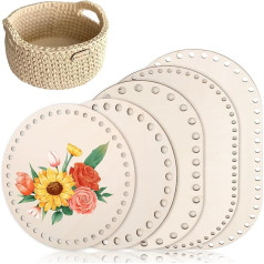 EUIOOVM Pack of 5 Wooden Basket Base Crochet Basket Blank Natural Wood Basket Base Set Crochet Bag Base for Crochet Circle for DIY Handbag Basket Weaving Supplies Crafts 15/20/25/30 cm Oval/Round
