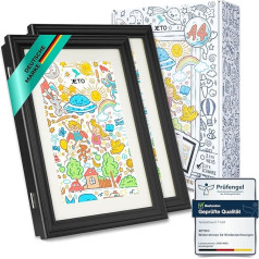 XETO Picture Frames for Children's Drawings A4 Pack of 2 | Hinged for Collecting and Displaying Children's Artwork, School Projects, Certificates and More (Black - Set of 2)