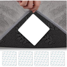 4 Pack Carpet Grippers - Reusable and Washable Carpet Tape for Hardwood Floors and Tiles - Double Sided Non-Slip Carpet Pads - Extra Strong Carpet Tape for Flat and Safe