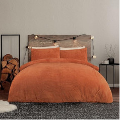 Sleepdown Teddy Fleece Duvet Cover Set with Pillowcases Thermal Fleece Warm Cosy Super Soft Easy Care Super King Size (260 x 200 cm)