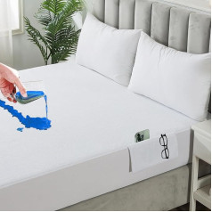 Waterproof Mattress Protector 180 x 200 cm Height 30 cm Fitted Sheet Hypoallergenic Highly Breathable Protection Against Mites and Bacteria