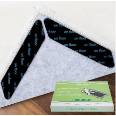Sillaff Selbstklebende Greifer für Teppiche, doppelseitig, rutschfest, waschbar, wiederverwendbar, Teppichaufkleber für Teppiche, Teppichstopper, machen Ecken flach, greifen Teppichecken (schwarz), 16