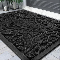 Yimobra Floor Mats - Indoor and Outdoor Use, Washable Door Mat, Non-Slip Dirt Trapper Rug for Entrance, Front Door, Patio, Hallway, Garden, 92 x 61 cm, Black