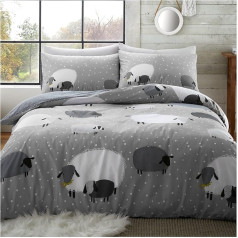 GC GAVENO CAVAILIA Sheep Duvet Cover Single Lightweight Polka Dot Bedding Set Reversible Polycotton Grey (135x200cm)