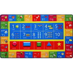 LuxFocus Playtime Collection ABC Alphabet Thickened Super Soft Numbers and Shapes, Educational Learning and Play Area for Nursery and Playroom, Living Room, Easy to Clean, 95 x 133 cm