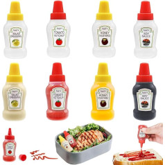 8 Pack Mini Ketchup Bottles 25ml Spice Squeeze Bottle Plastic Portable Containers for Kids Office Lunch Box Picnic Oil Soy Sauce Honey Salad Dressing
