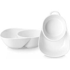 vancasso Snack Chip and Dip Bowls, Soup and Side Dish/Cracker Bowl Sets for Breakfast, White