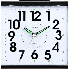 Tinload Analogue Senior Alarm Clock with Night Light, 4.7 Inch Large Dial, Table Clock with Snooze Function, Loud, Rising 3-Level Bell Tone, Battery Operated