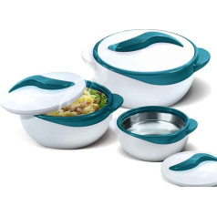 Pinnacle 3 Piece Thermo Dish Hot or Cold Casserole Serving Bowls with Lids Turquoise