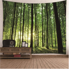 ANAZOZ Tapestry Forest Portrait Wall Hanging Sunshine Tree Green 300 x 256 cm Tapestry Nature Forest Decoration