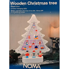 Noma Wooden Christmas Tree with Colour Changing LEDs 31cm (Pack of 1)
