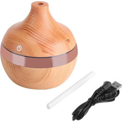 USB Cool Mist Humidifier, 7 Colours Lights, Touch Wood Grain Humidifier, Air Purifier, Oil Diffuser, 300 ml, Promotes Metabolism and Humidification and Aromatherapy, Suitable for Yoga