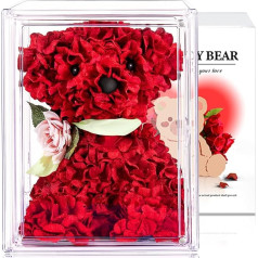 Aloskart Rose Bear, Rose Teddy Bear with Acrylic Display Box, Gifts for Mother, for Women, Valentine's Day, Birthday, Christmas