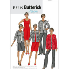 Butterick Patterns B5719 Size RR 18W-20W-22W-24W Misses'/ Women's Jacket, Dress, Skirt and Pants, Pack of 1, White