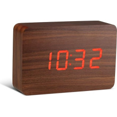 Gingko Brick Walnut Click Clock with Red LED